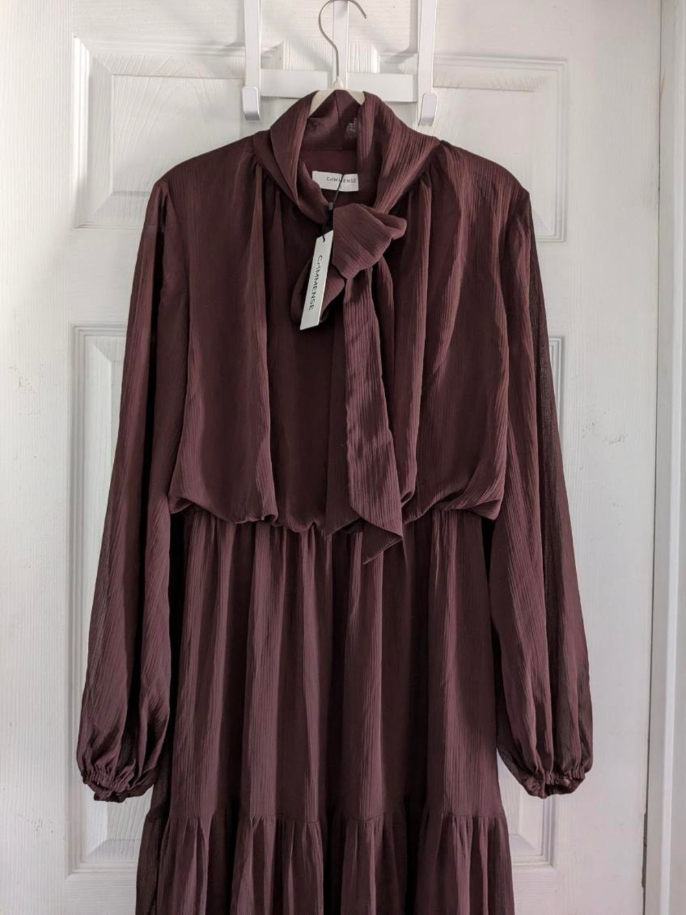 Commense Chiffon Bow Long Sleeve Maxi Dress - Picture 13 of 15